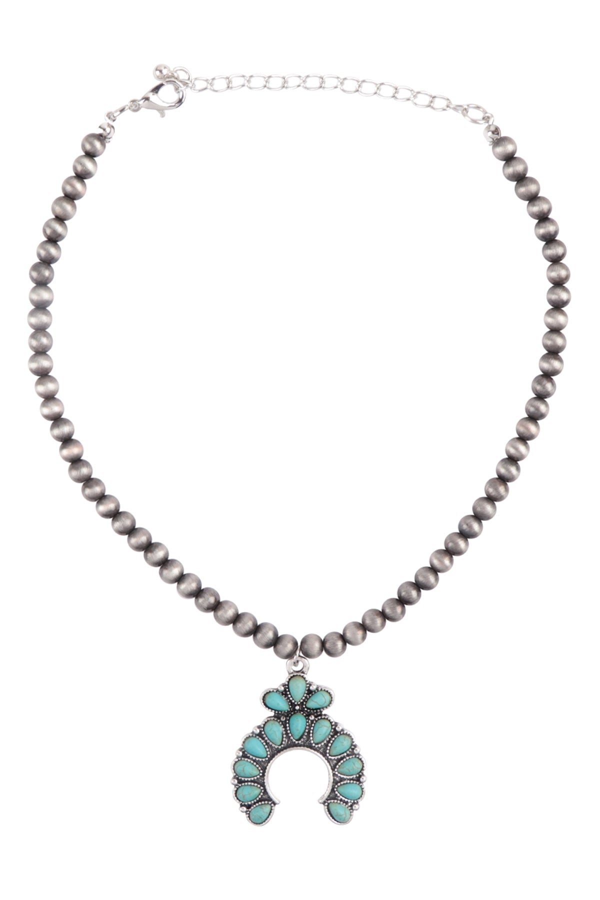 Pack of 6 Western Concho Style Natural Stone Half - Circle Burnished Turquoise Pendant Necklaces