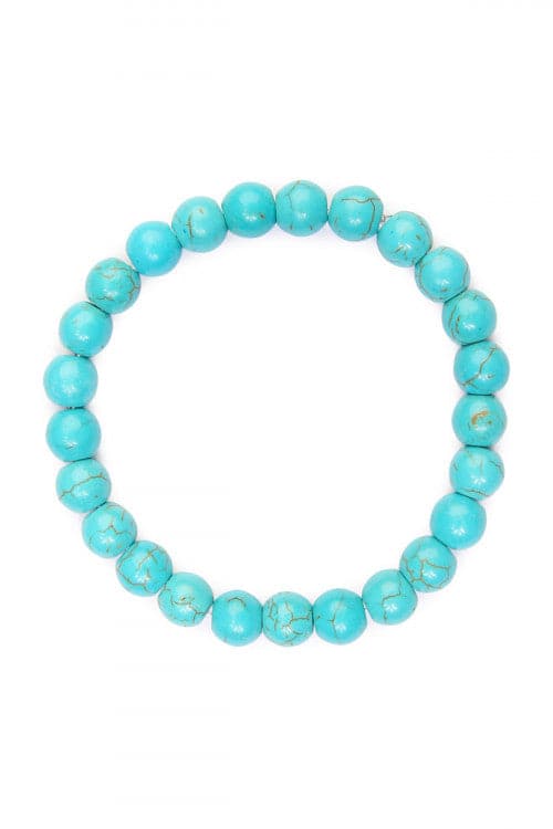 Pack of 6 Turquoise Colorful Natural Stone Bead Stretch Bracelets for Wrist Decoration