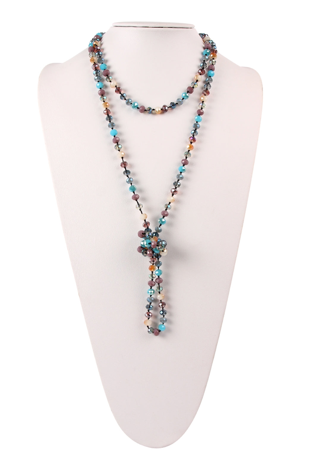 6-Piece Set of Hand-Knotted Turquoise and Purple Longline Necklaces